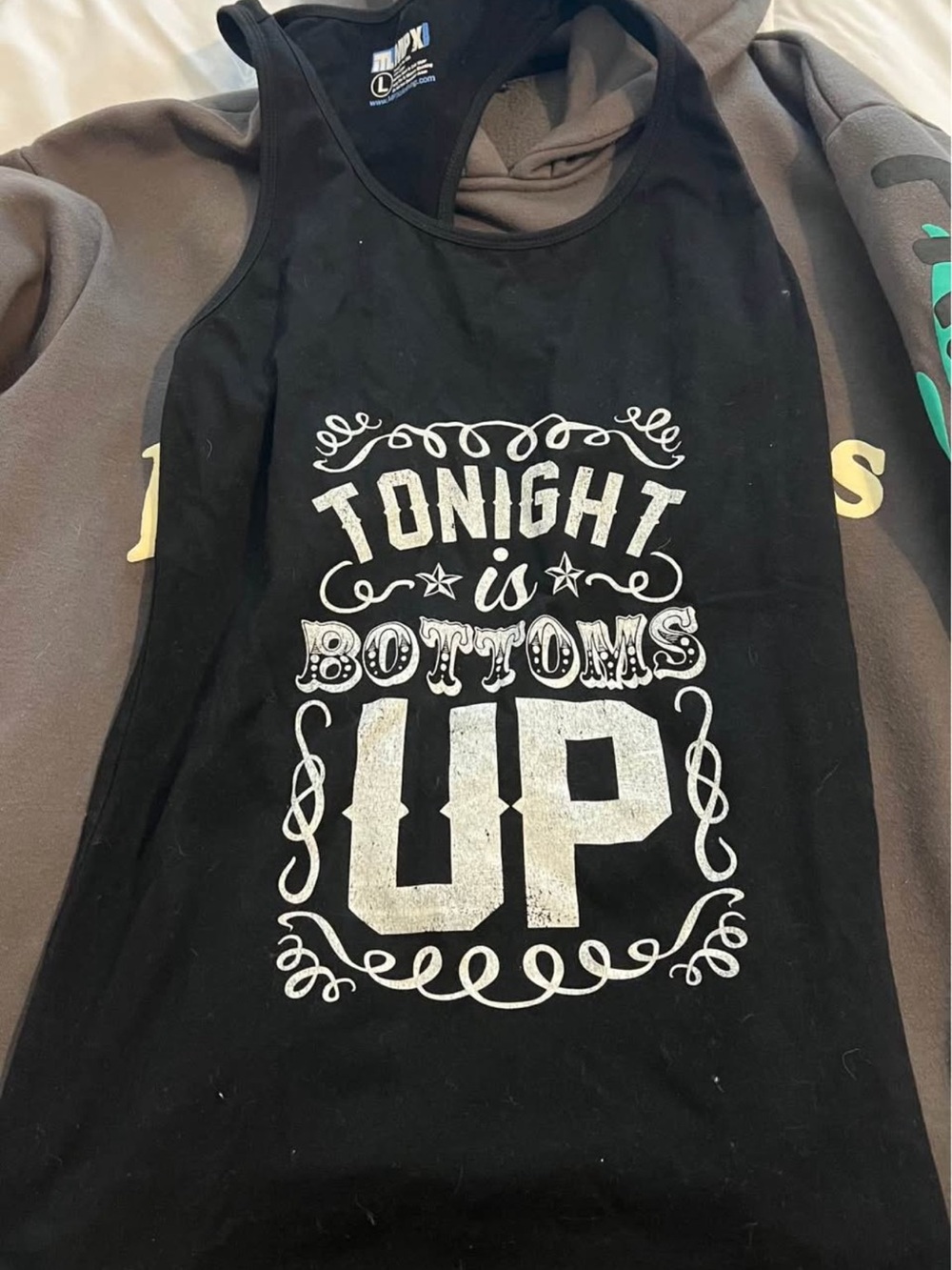 Black Graphic Tank - "Tonight Is Bottoms Up"